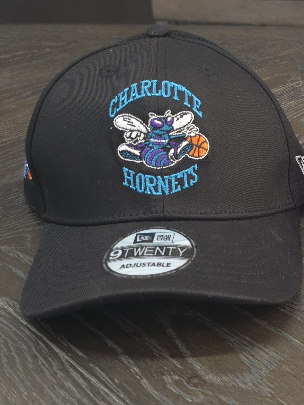 Black Charlotte Hornets Logo Adjustable Mens Cap